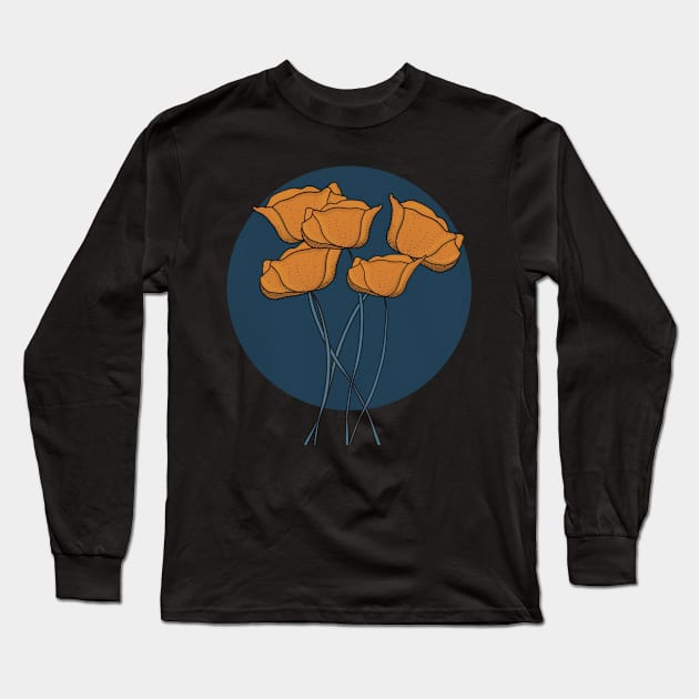 California Poppies Wildflowers Long Sleeve T-Shirt by WalkSimplyArt